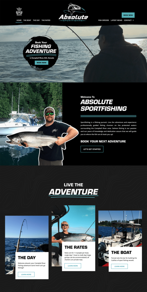 Website Development Vancouver - Absolute Sportfishing Adventures Website 
