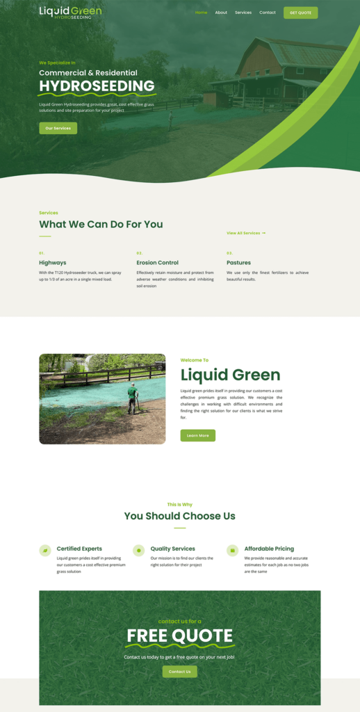 Website development near me - Liquid Green Hydroseeding website development